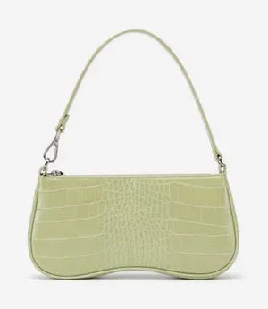 JW Pei Eva Shoulder Bag Yellow Green Croc Vegan Leather Zip Handbag Women’s A24 thumbnail 1