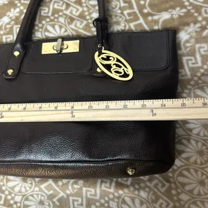 ONNA EHRLICH Black Leather MADISON Tote Satchel Handbag Purse thumbnail 6
