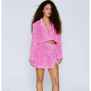 NASTY GAL Premium‎ Velvet Pink Sequin Mini Skirt Size 0 - New With Tags thumbnail 2