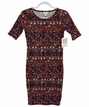 LulaRoe Julia Printed‎ Stretch Short Sleeve Dress thumbnail 1