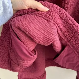 Aerie Dream Sherpa Quarter Zip Sweatshirt, Cherry Pink/Hot Pink, Size Medium thumbnail 14