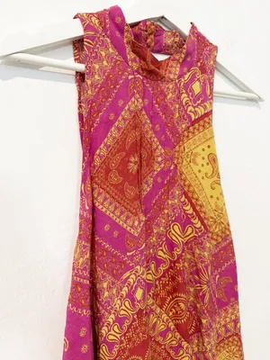 Free People Beaux Dress Size Large Paisley High Neck V‎ Back Boho Festival Fairy thumbnail 6