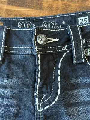 MISS ME Black Embellished Denim Cutoff Style Shorts Size 25 thumbnail 4