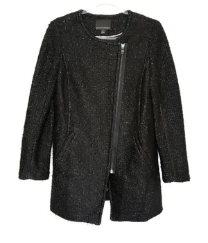 Banana Republic Soft Knit Heavy Sweater Jacket Asymmetrical Zip Womens Small thumbnail 1