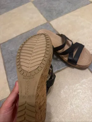 Crocs Women’s Black Cork Wedge Sandals - Classic Summer Comfort thumbnail 3