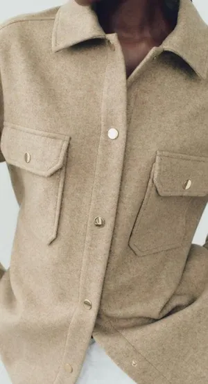 Zara Oversized Shacket Light Brown thumbnail 2