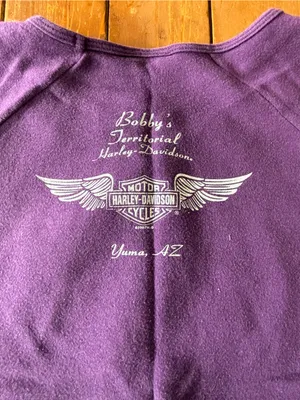 Harley-Davidson Purple Graphic Tee features a Sparkly Pink Silver Glitter Logo thumbnail 4