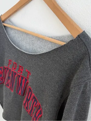 Fort Leavenworth Off the Shoulder Cropped Sweatshirt thumbnail 4