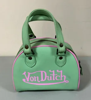 Von Dutch Mint Green Pink Mini Bowling Bag Purse Handbag Pocketbook Satchel 💚🩷 thumbnail 6