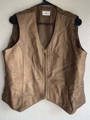 Newport Styleworks 100% Leather Brown Copper Leather Women’s vest Sz XL thumbnail 1