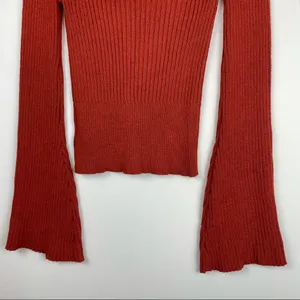 Free People Viola Rust Knit Sweater Top Studded Bell Sleeves Boho thumbnail 10