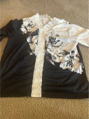 ab61 Woman long sleeve black white top shirt 2xl thumbnail 5