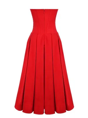 House Of Cb Lady Strapless Scarlet Midi Dress thumbnail 4