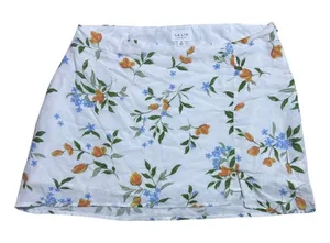 Le Lis Floral Mini Skirt Size Small White Blue Orange Green thumbnail 1