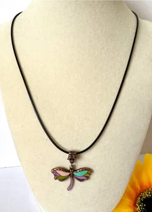 Dragonfly Necklace (405) Purple thumbnail 3