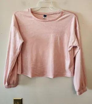 Old navy fleece pink cropped sweatshirt size womens medium thumbnail 1