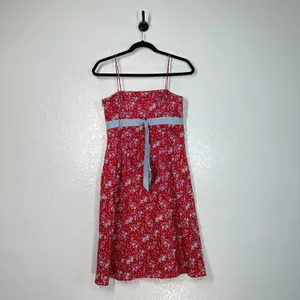 2/S red floral spaghetti-strap dress sundress mini vintage 90's Ann Taylor thumbnail 6
