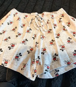 Disney Gray Lounge Shorts with Red Mickey Mouse Print thumbnail 1