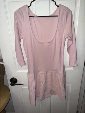 the Free People Free-Est Lucienne Mini Dress in light blush pink. thumbnail 5