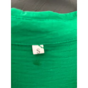 Womens Green Gauze Button‎ Down Shirt Oversized Long Sleeve Cotton Blend S thumbnail 3