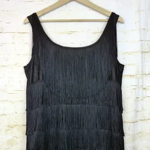 California Costume Fashion Flapper Fringe Dress Women XL Black Headband Necklace thumbnail 12