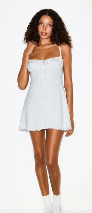 Skims logo pointelle mini dress Color pacific floral print thumbnail 1