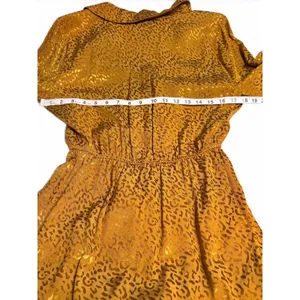 Anthropologie Gold Jacquard Leopard Print Midi Dress Size Medium Boho Glam thumbnail 11