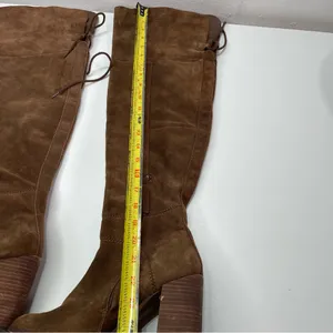 Steve Madden Women 8 Brown Leather Suede Novela Over The Knee Chunky Heel Boots thumbnail 2