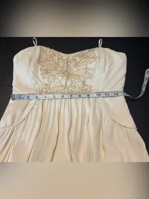 MM Couture by miss me Strapless Embroidered Cream Dress size M thumbnail 10