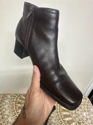 croft & barrow Dark Brown Leather Ankle Booties with Low Block Heel thumbnail 3