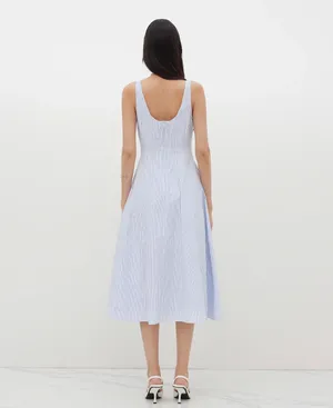 Cider Square Neck Stripe Ruffle Hem Midi Dress thumbnail 2