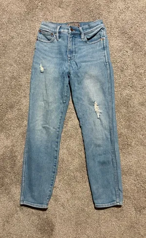 J. Crew Point Sur Light Blue Distressed High-Rise Petite Jeans thumbnail 1