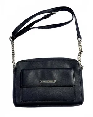 Michael Kors Black Pebbled Leather Crossbody Bag Shoulder Chain Purse Medium MK thumbnail 1