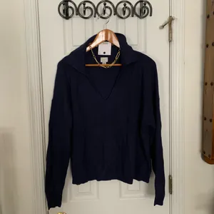 AND Navy Cozy Knit Polo Collar Pullover Sweater thumbnail 4