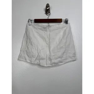 Ginski White Linen Mini Skirt Womens Size‎ Small High Waisted A-Line Minimalist thumbnail 2