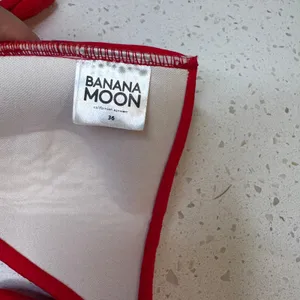 Banana Moon Red Ribbed Halter Bikini Top Front Tie Padded Swimwear‎ XS US 0-2 thumbnail 3