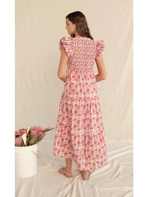 Saylor Almina Maxi Dress in Pink Print Small Womens Long Boho thumbnail 11