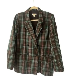 Anthropologie jacket blazer by Maeve plaid sz 10 thumbnail 1