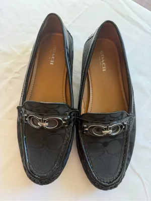 Coach Fortunata Signature C Black Jacquard Patent Leather Loafers Women’s 7.5B thumbnail 1