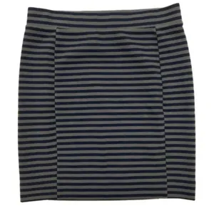 Madewell Ridgestripe Striped Stretch Knit Blue Grey Pencil Skirt S thumbnail 1