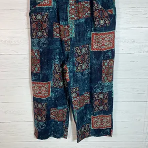Himosyber Patchwork Jumpsuit Loose Floral Print Bohemian Wide Leg Overall 2XL thumbnail 8
