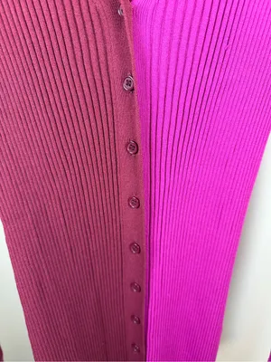 STAUD Shoko Colorblock Ribbed Knit Sweater Dress Fuchsia Bordeaux Midi Size S thumbnail 11