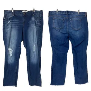 Torrid Jeans Straight Leg Distressed Mid Rise Medium Blue Wash Women’s Size 18 thumbnail 6