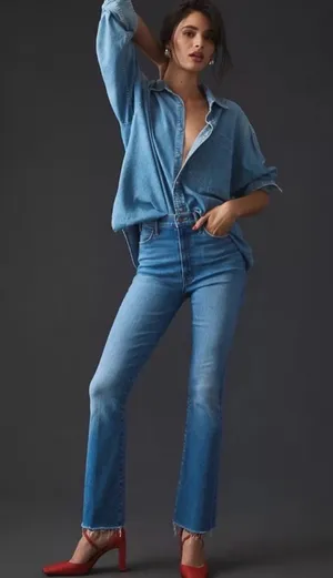 Mother Jeans The Hustler Ankle Fray in Layover 24 thumbnail 1
