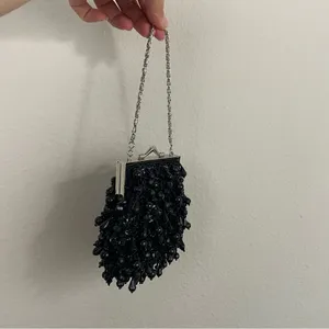 MENBUR Black Beaded Cocktail‎ Mini Hand Bag VTG thumbnail 5