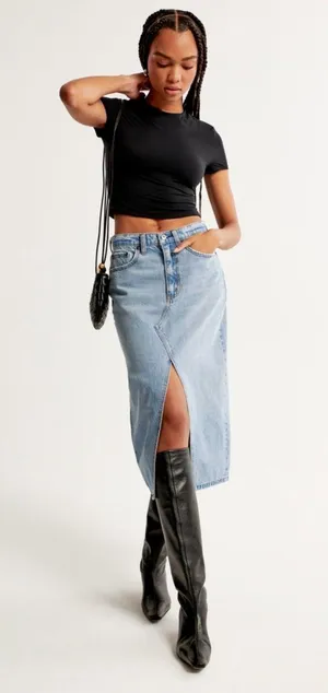 Abercrombie Denim Midi Skirt thumbnail 1