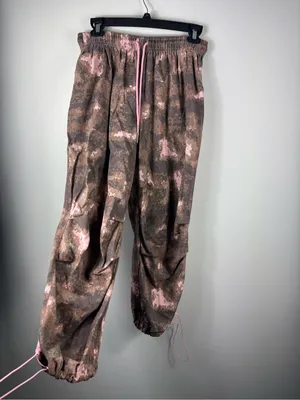 Davi and Dani Holding On Pink Camouflage Wide Leg Baggy Pants Toggle Drawstring thumbnail 2