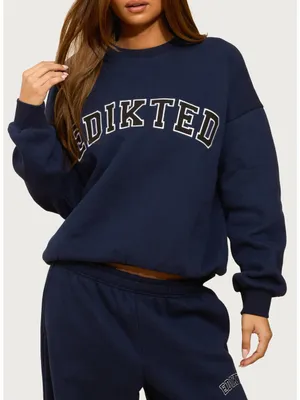 NWT Edikted Major Logo Embroidered Oversized Sweatshirt size small thumbnail 1