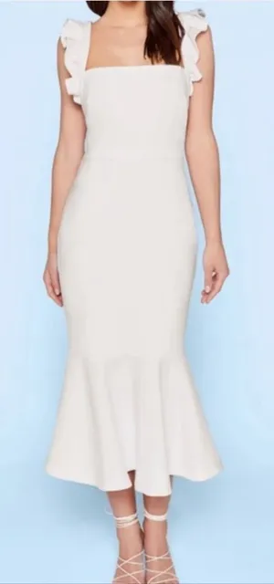 NWT Likely Hara White Ruffle Mermaid Midi Dress 2 thumbnail 1