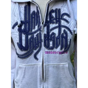 Women's M Harley Davidson Embroidered Zip Front Sherpa Lined Hoodie thumbnail 2